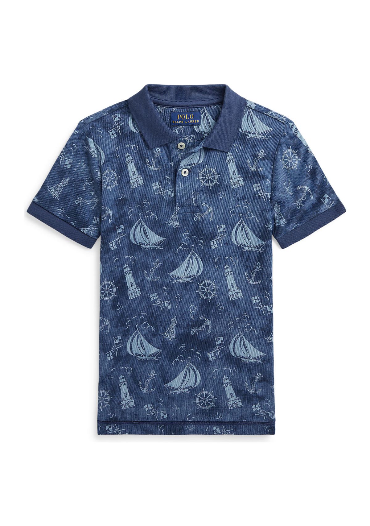 Boys 2-7 Nautical Printed Cotton Mesh Polo Shirt