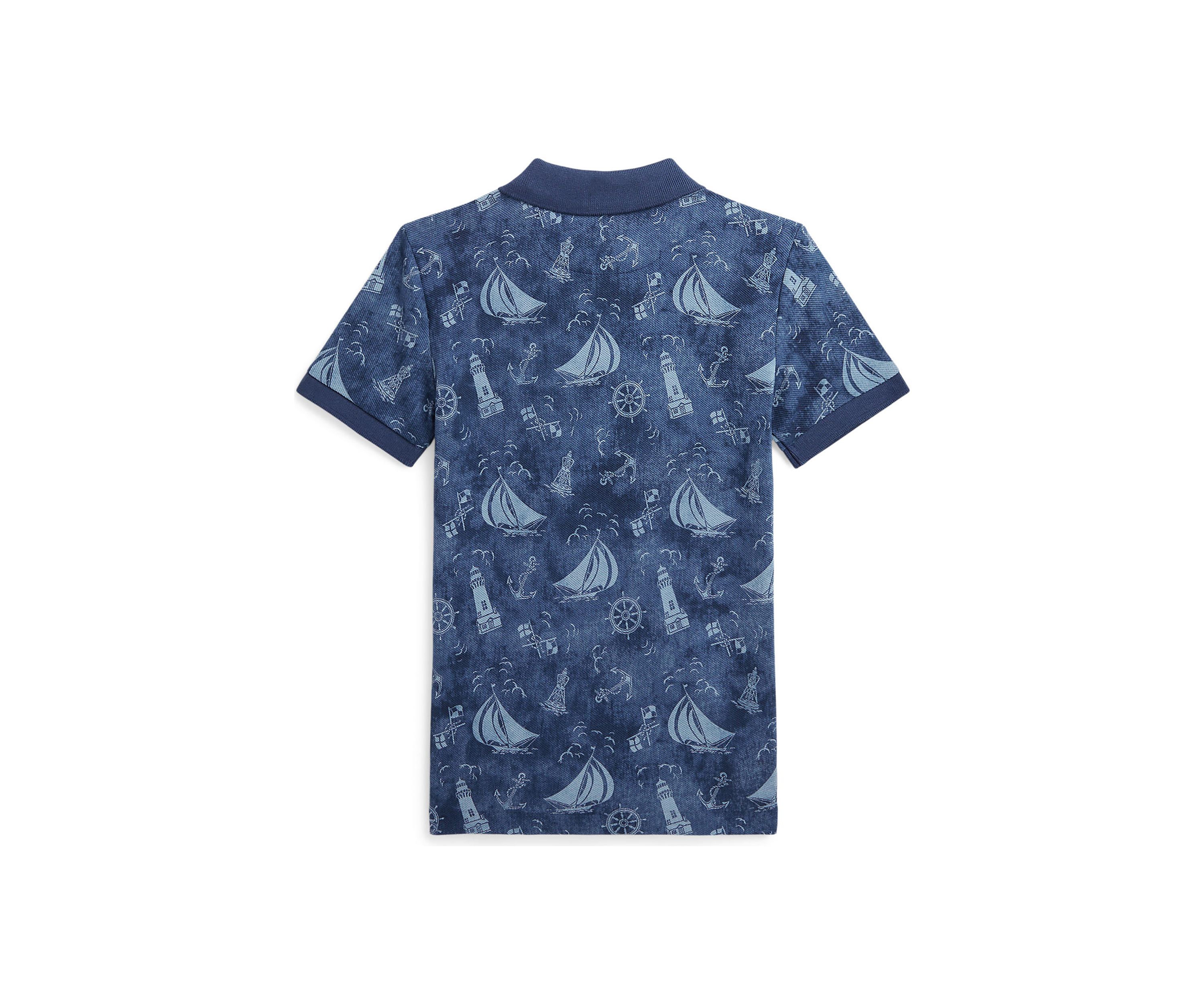 Boys 2-7 Nautical Printed Cotton Mesh Polo Shirt