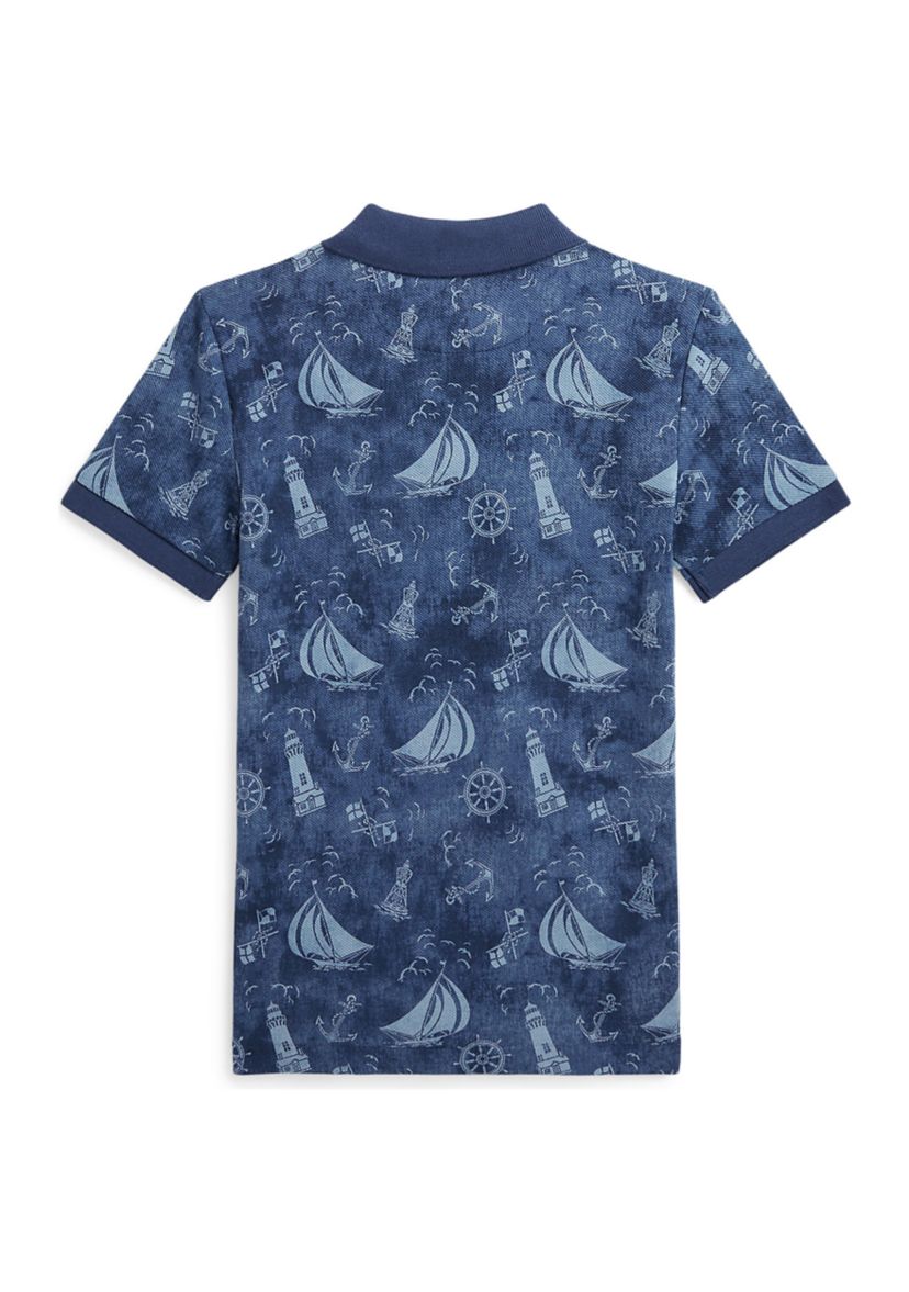 Boys 2-7 Nautical Printed Cotton Mesh Polo Shirt