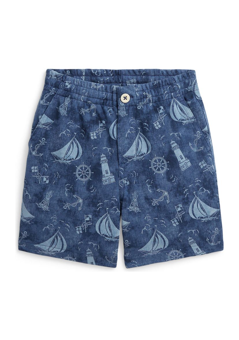 Boys 2-7 Nautical Printed Cotton Mesh Shorts