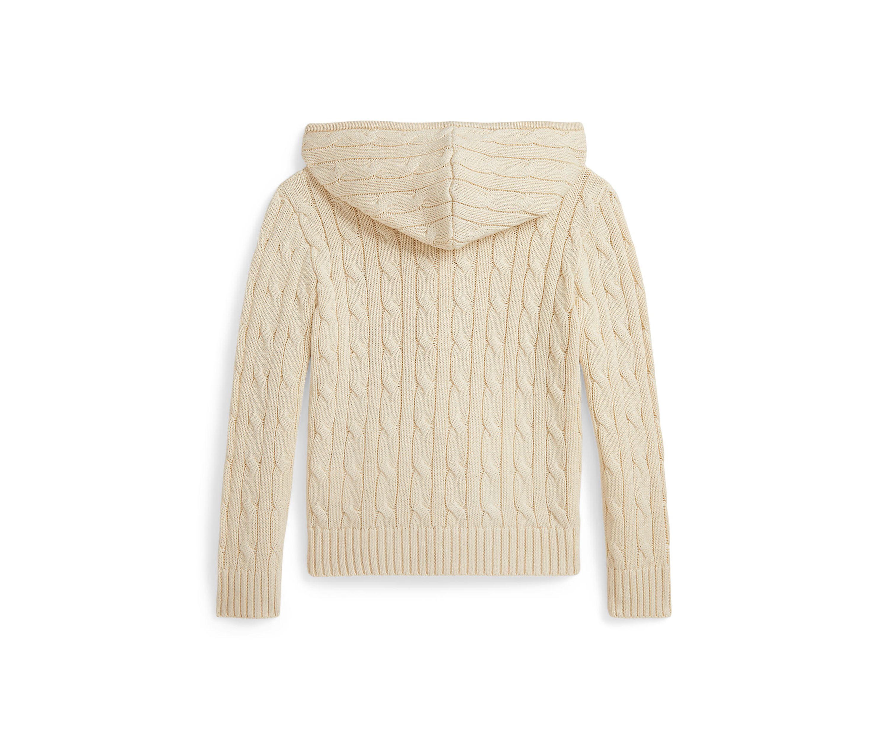 Boys 2-7 Cable Cotton Hooded Full Zip Sweater