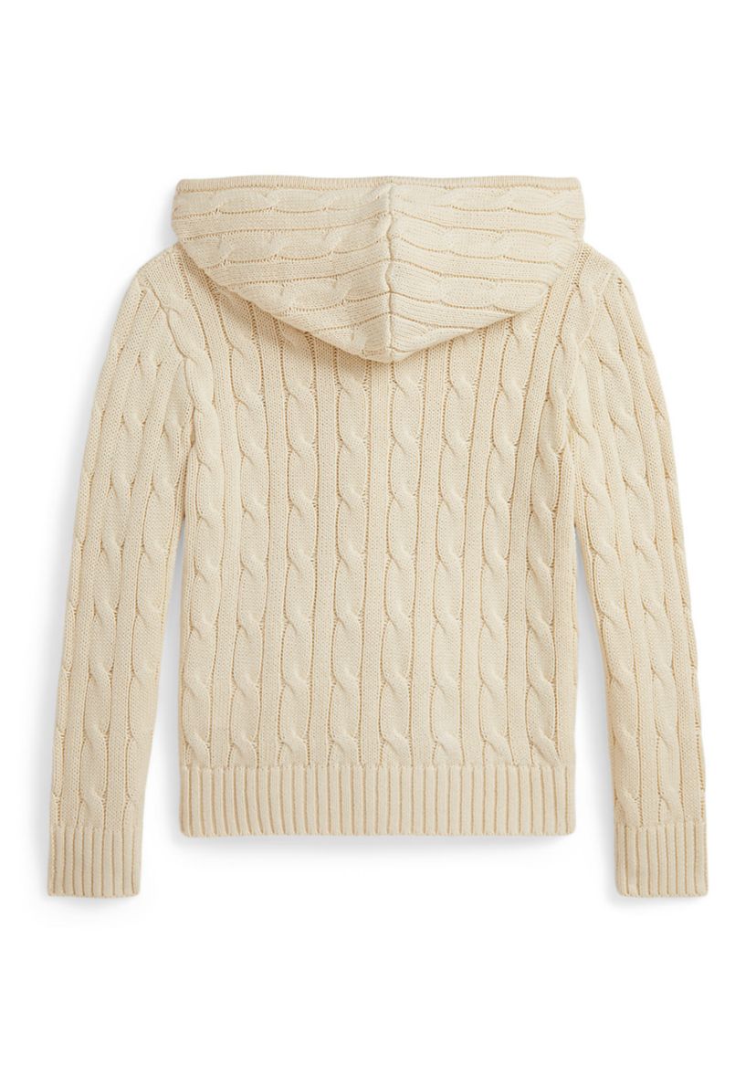 Boys 2-7 Cable Cotton Hooded Full Zip Sweater