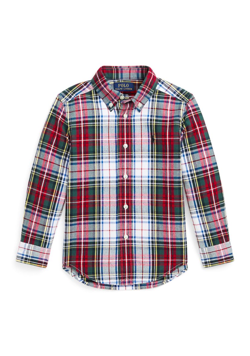 Boys 2-7 Plaid Brushed Cotton Oxford Shirt