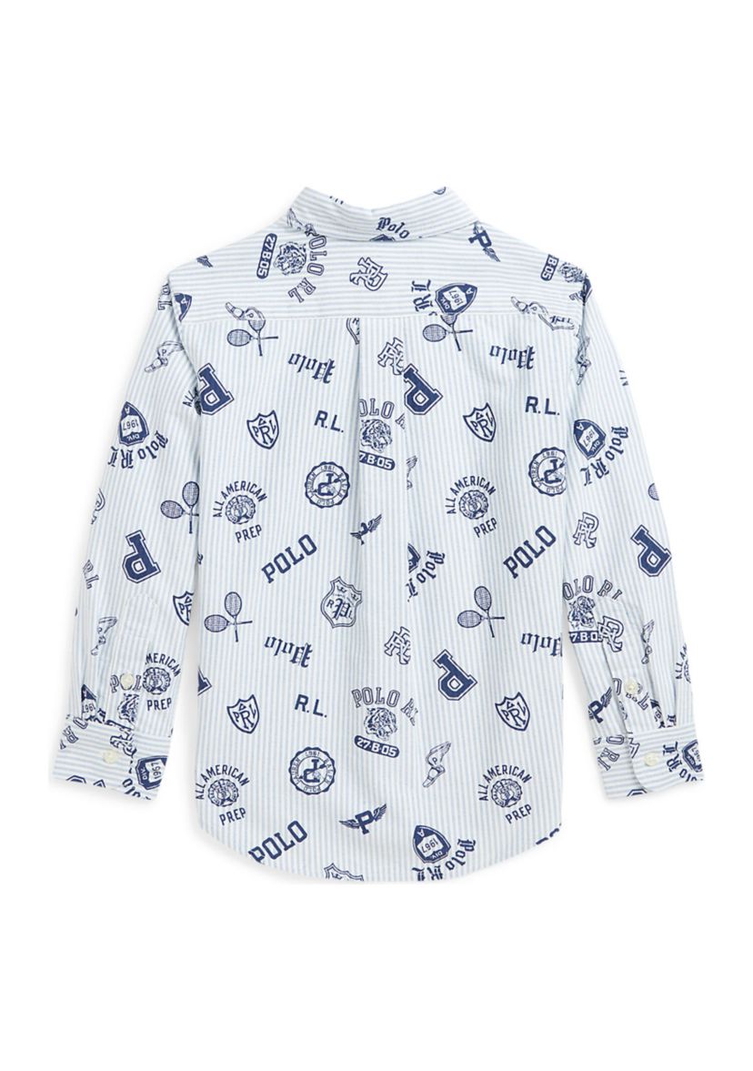 Boys 2-7 Striped Cotton Oxford Graphic Shirt