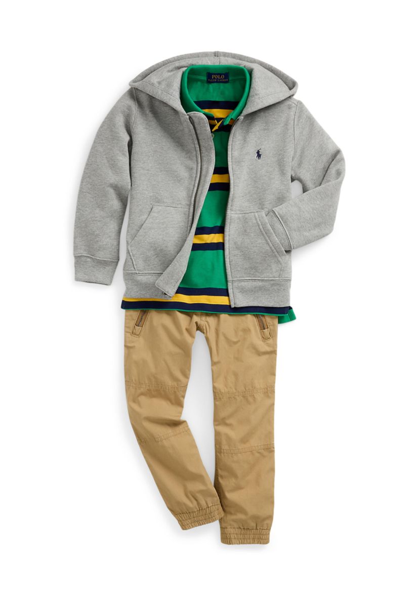 Boys 2-7 Striped Cotton Mesh Polo Shirt