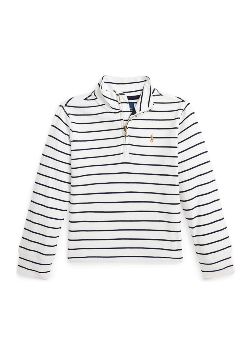 Boys 2-7 Striped Cotton Quarter-Zip Pullover