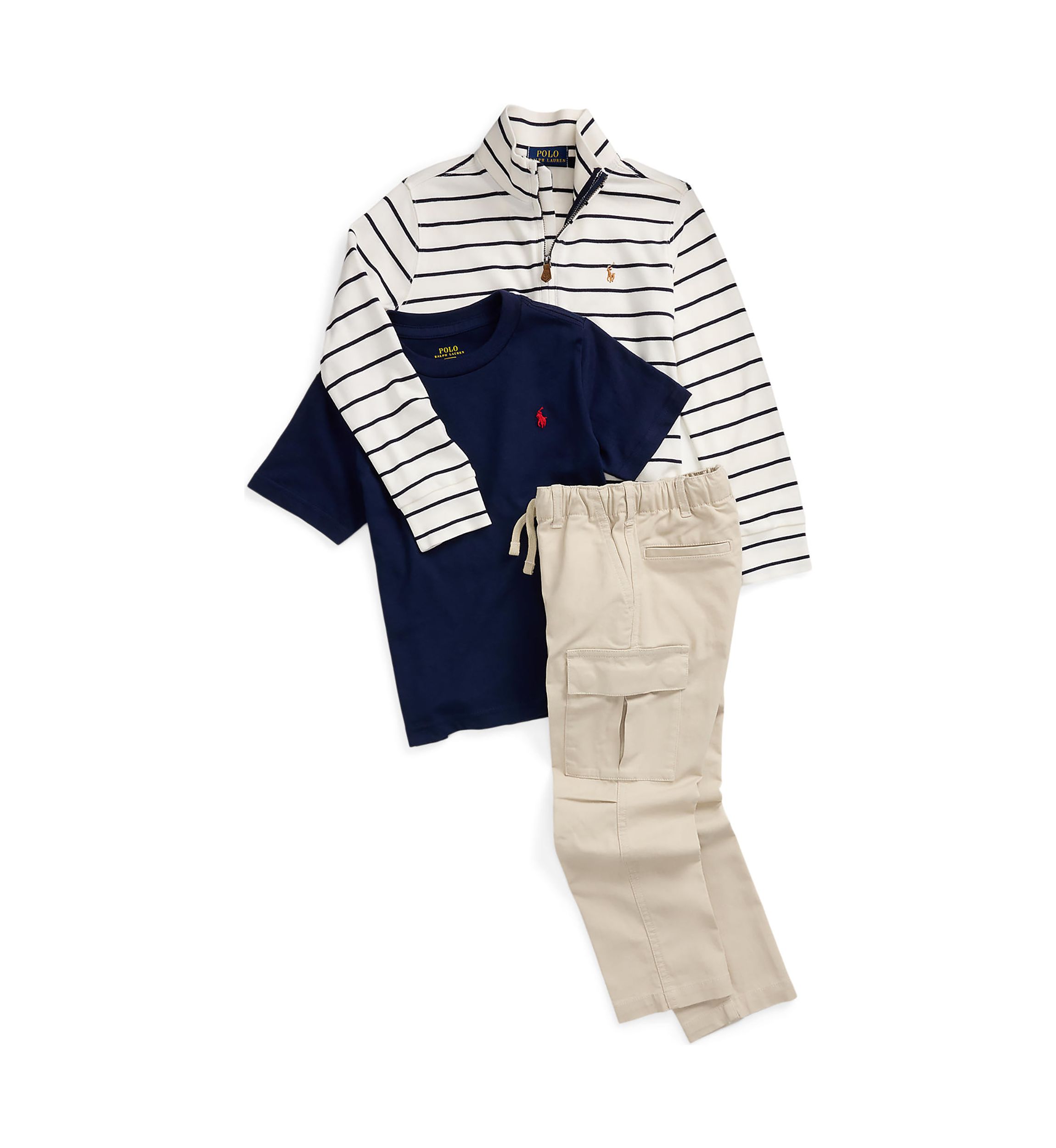 Boys 2-7 Striped Cotton Quarter-Zip Pullover