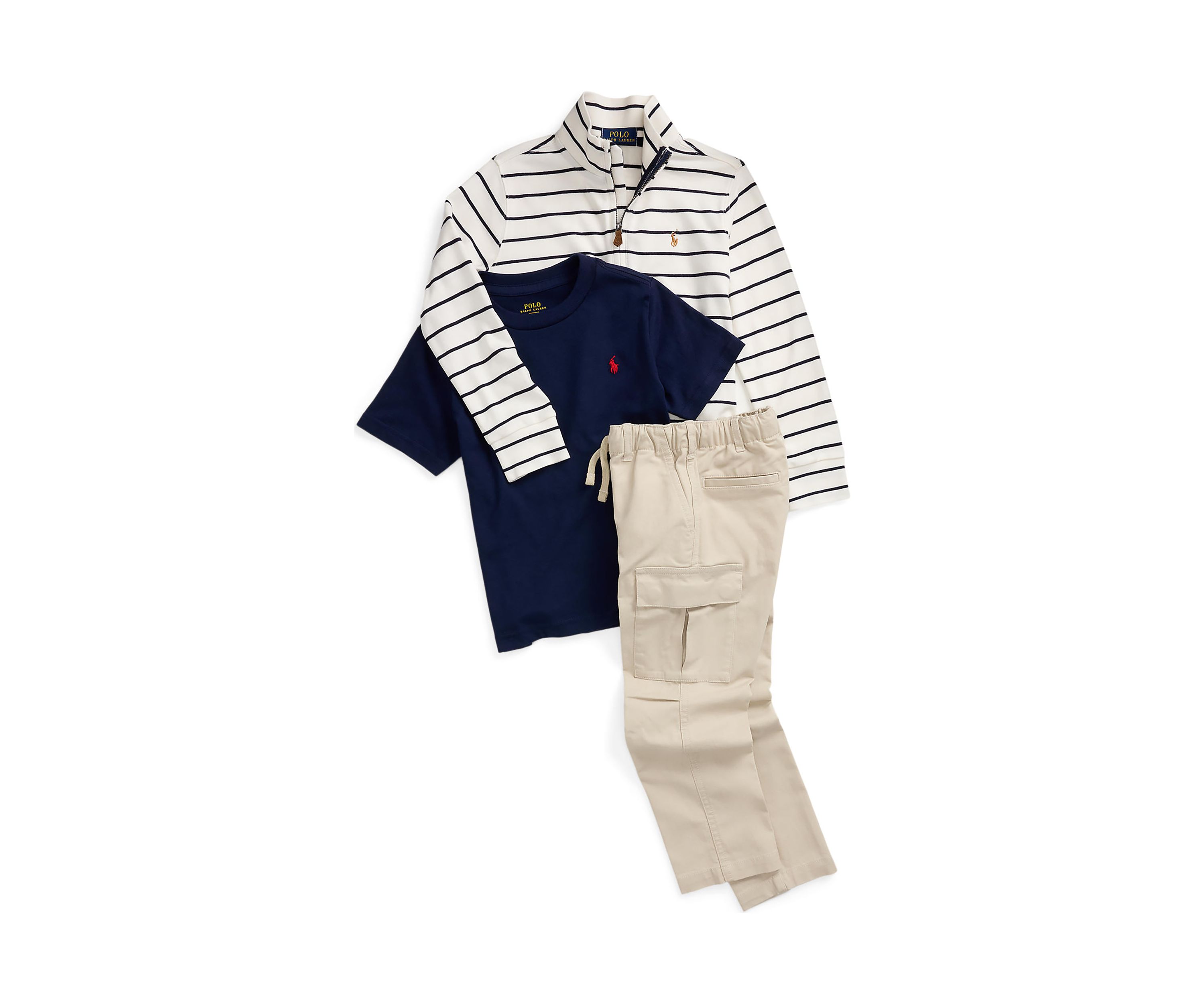 Boys 2-7 Striped Cotton Quarter-Zip Pullover