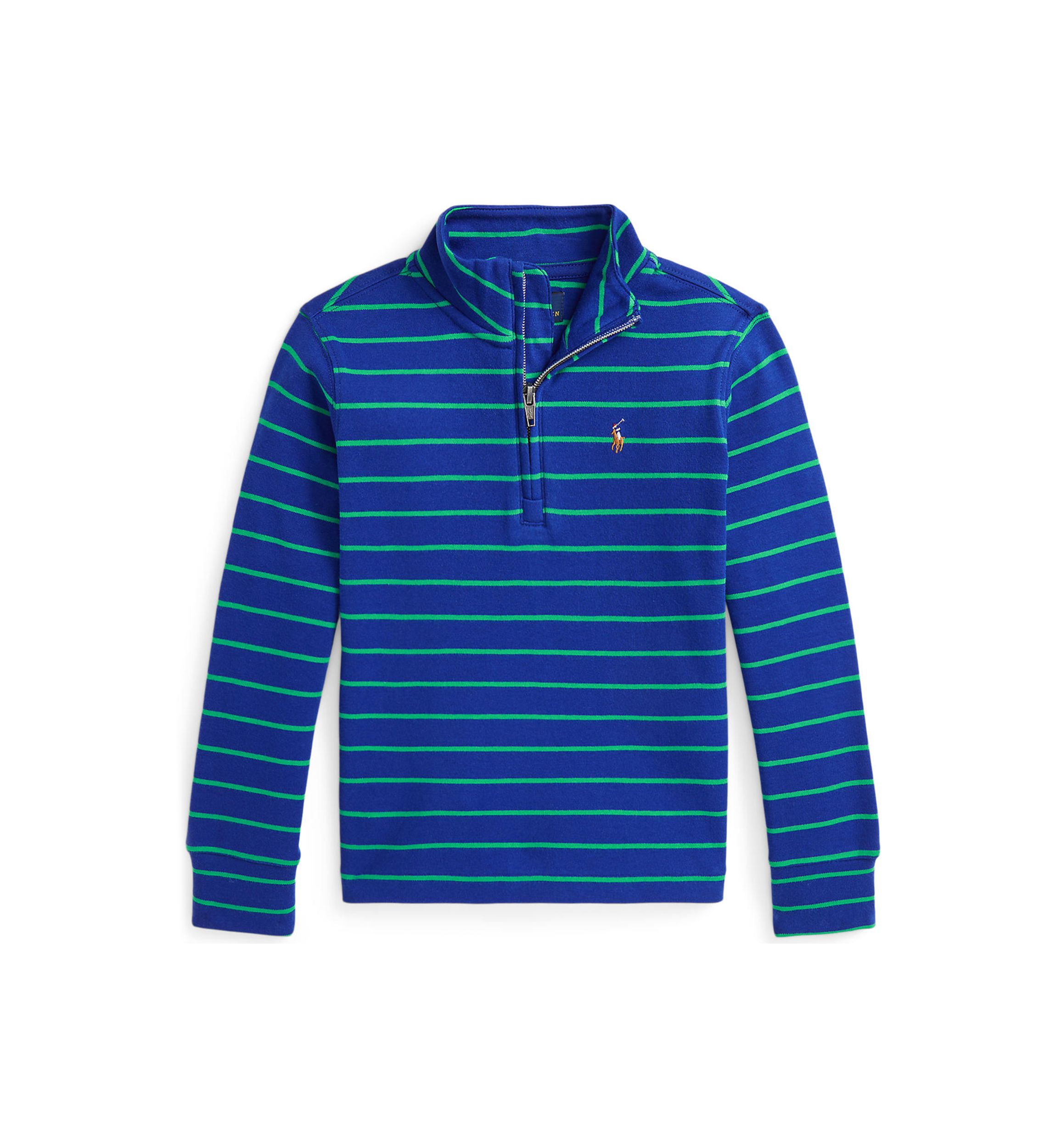 Boys 2-7 Striped Cotton Quarter-Zip Pullover