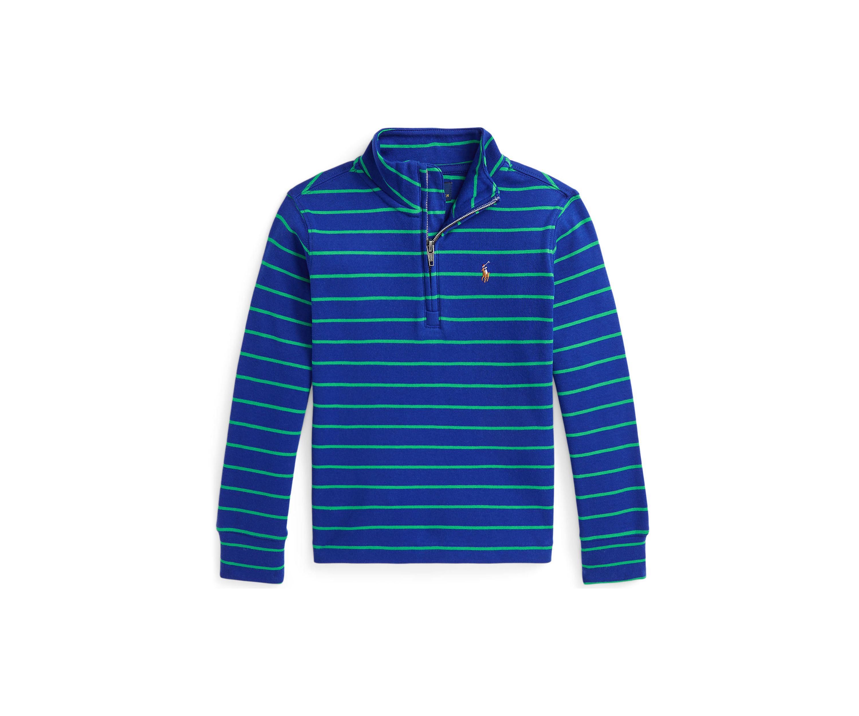 Boys 2-7 Striped Cotton Quarter-Zip Pullover