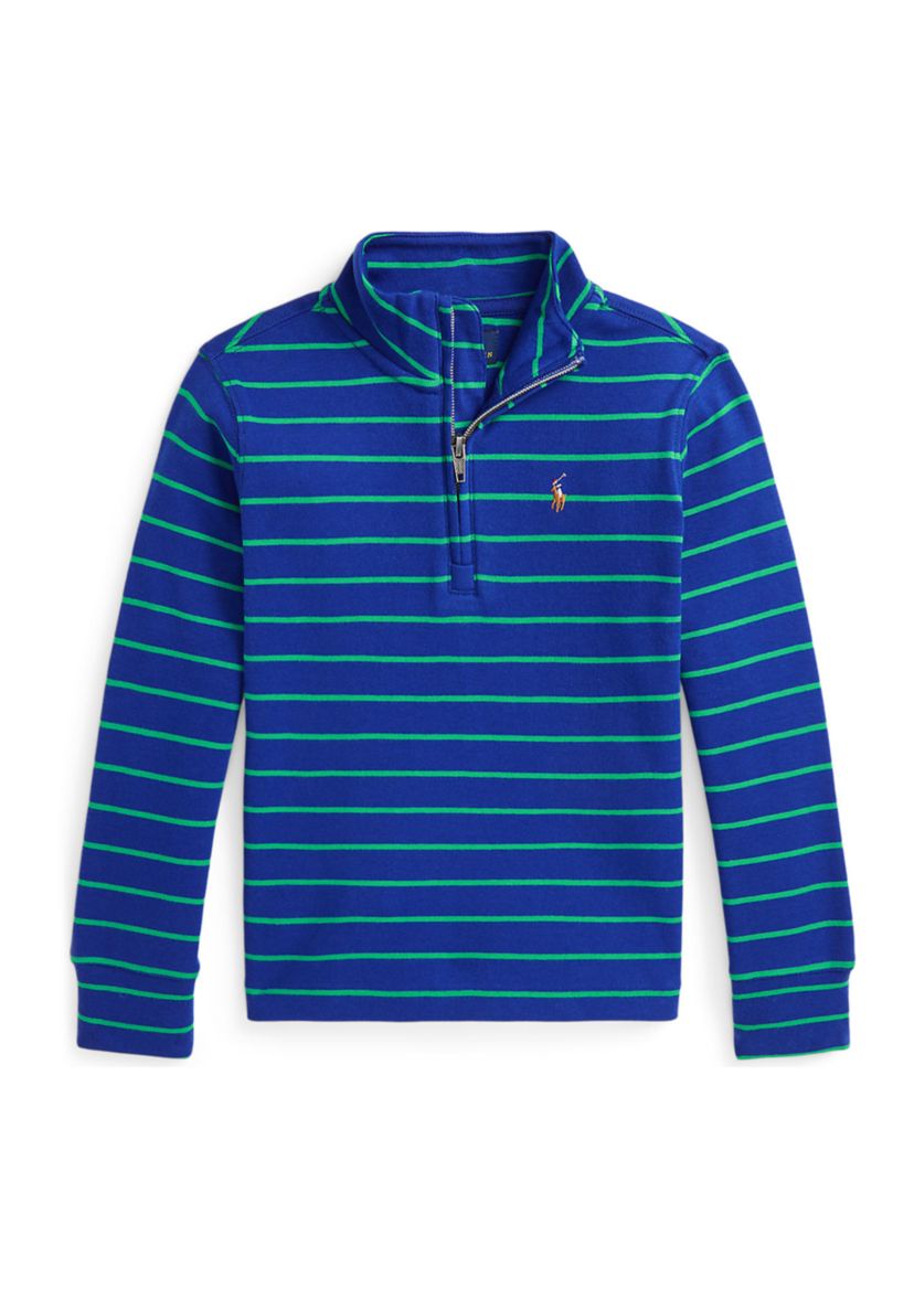 Boys 2-7 Striped Cotton Quarter-Zip Pullover