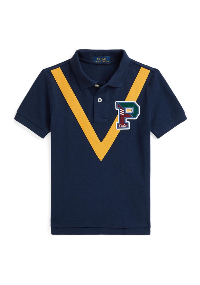 Boys 2-7 Cotton Mesh Letterman Polo Shirt
