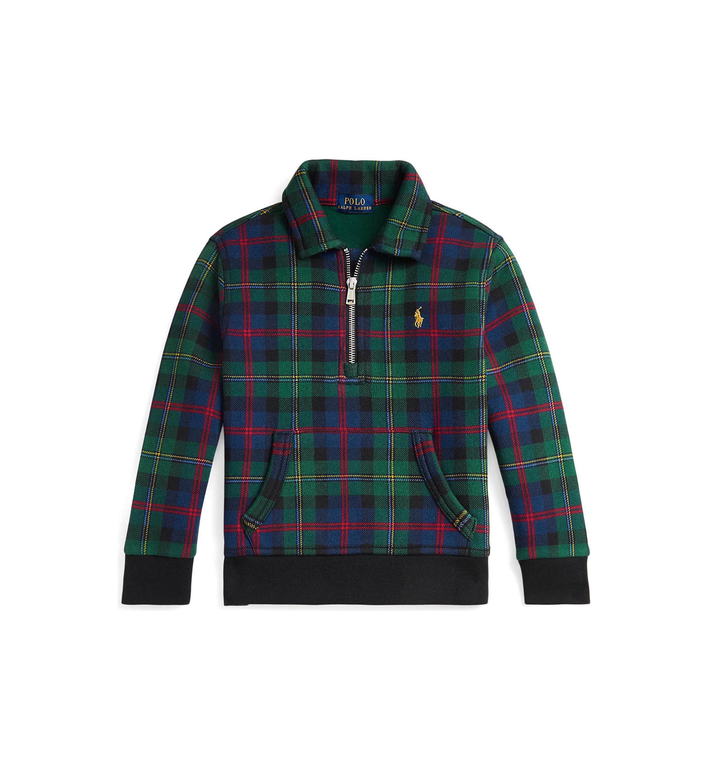Boys 2-7 Plaid Fleece Collared Sweatshirt