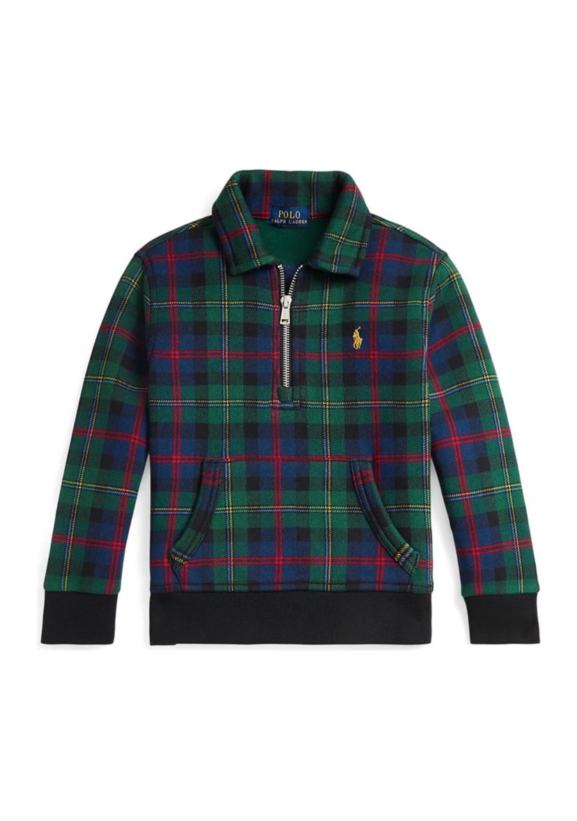 Boys 2-7 Plaid Fleece Collared Sweatshirt