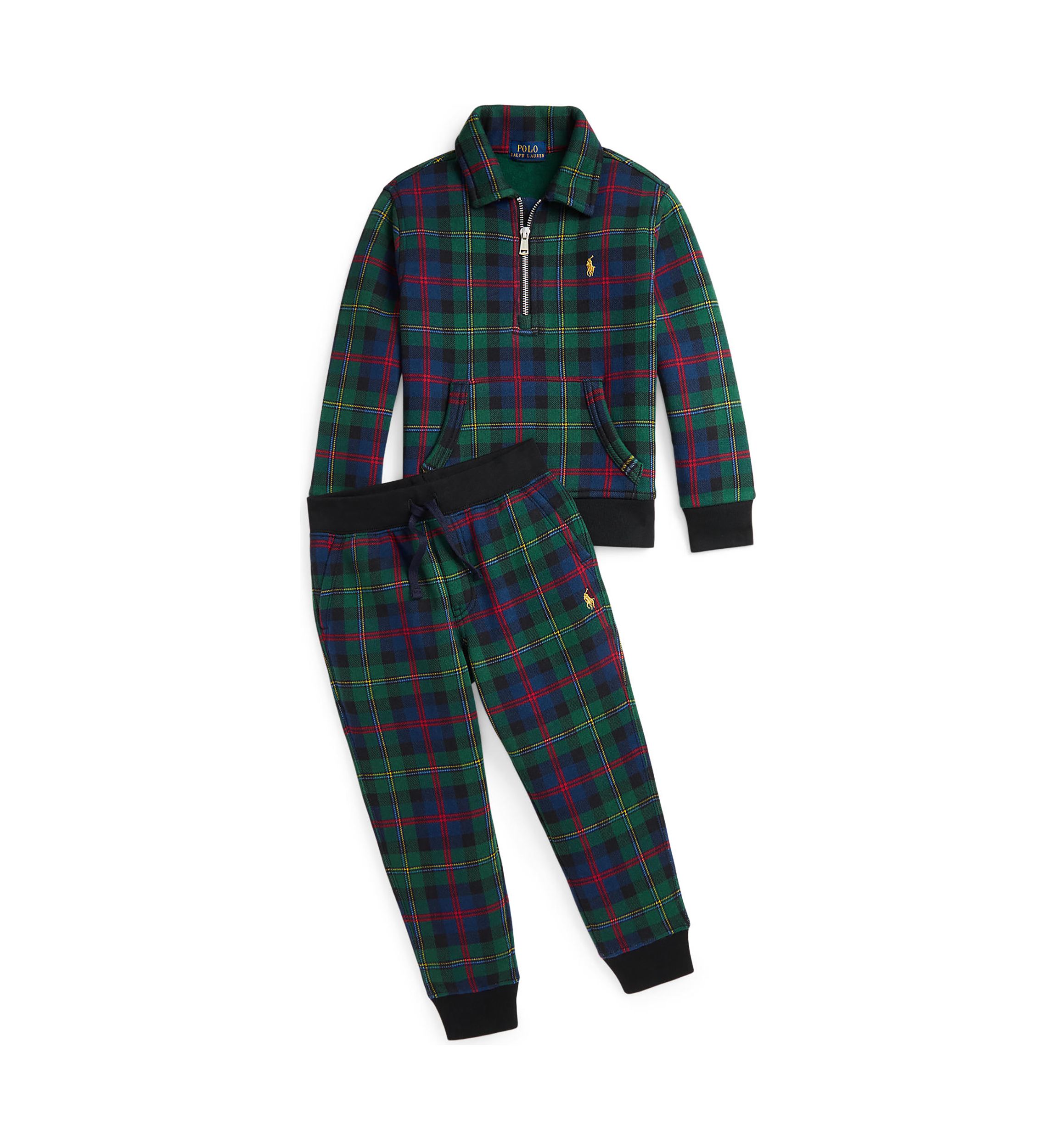 Boys 2-7 Plaid Fleece Collared Sweatshirt