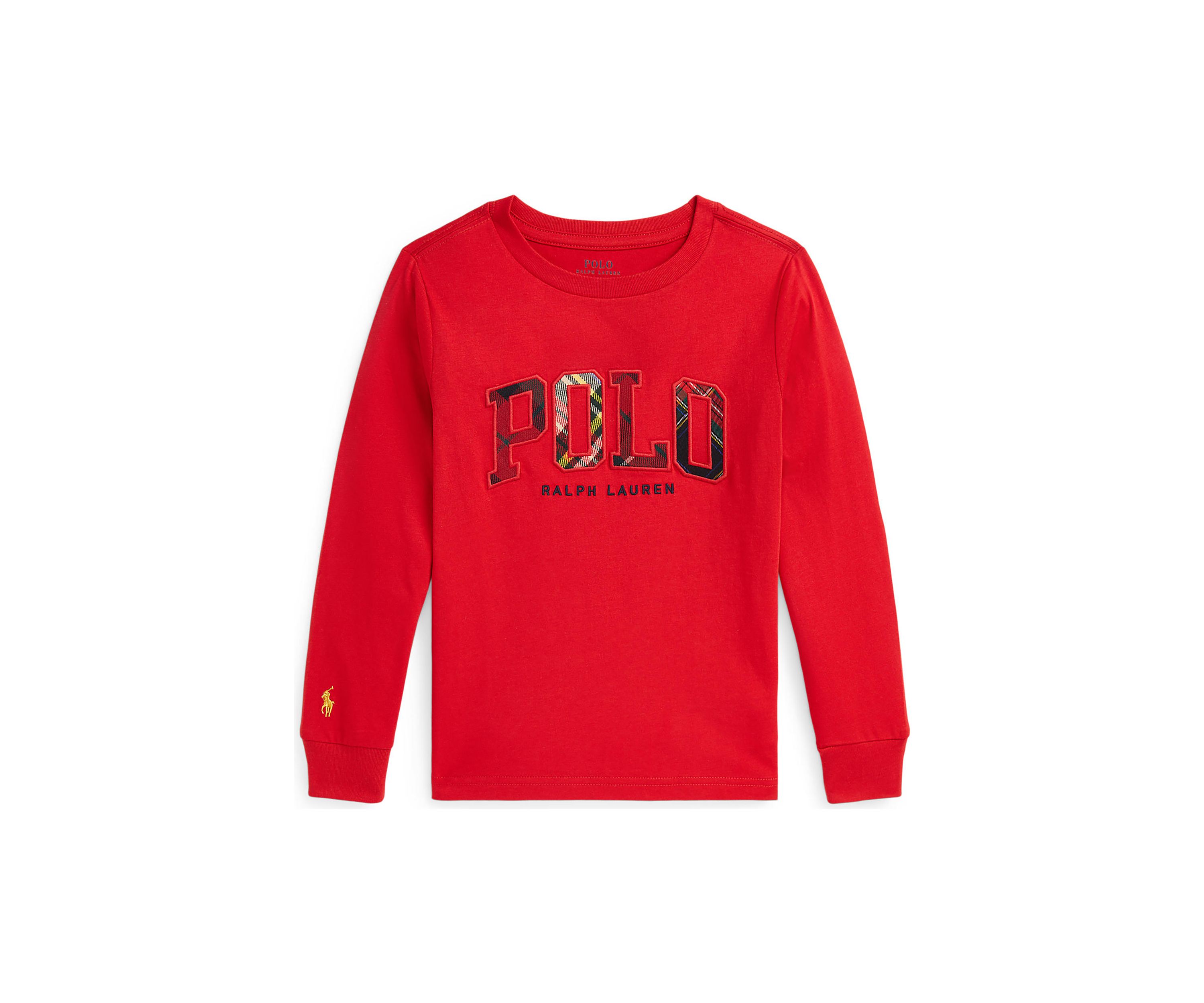 Boys 2-7 Plaid Logo Cotton Jersey Long Sleeve T-Shirt