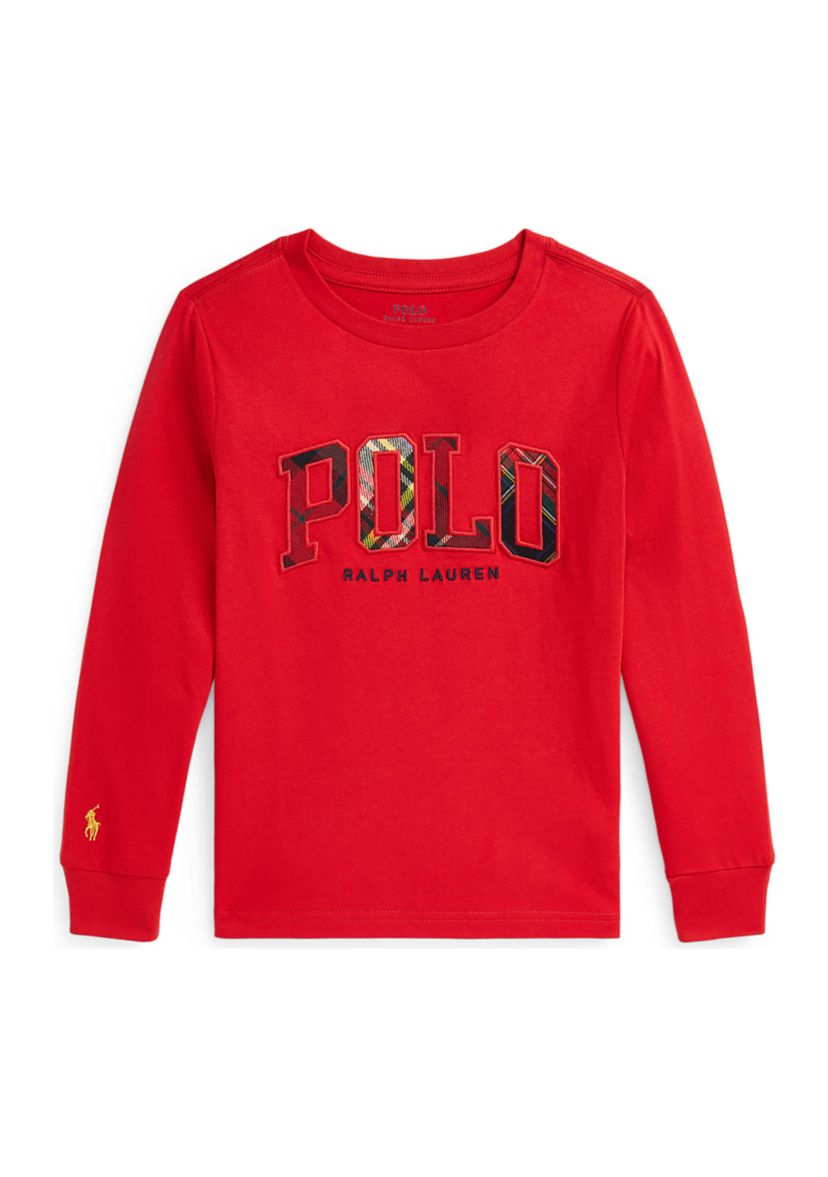 Boys 2-7 Plaid Logo Cotton Jersey Long Sleeve T-Shirt