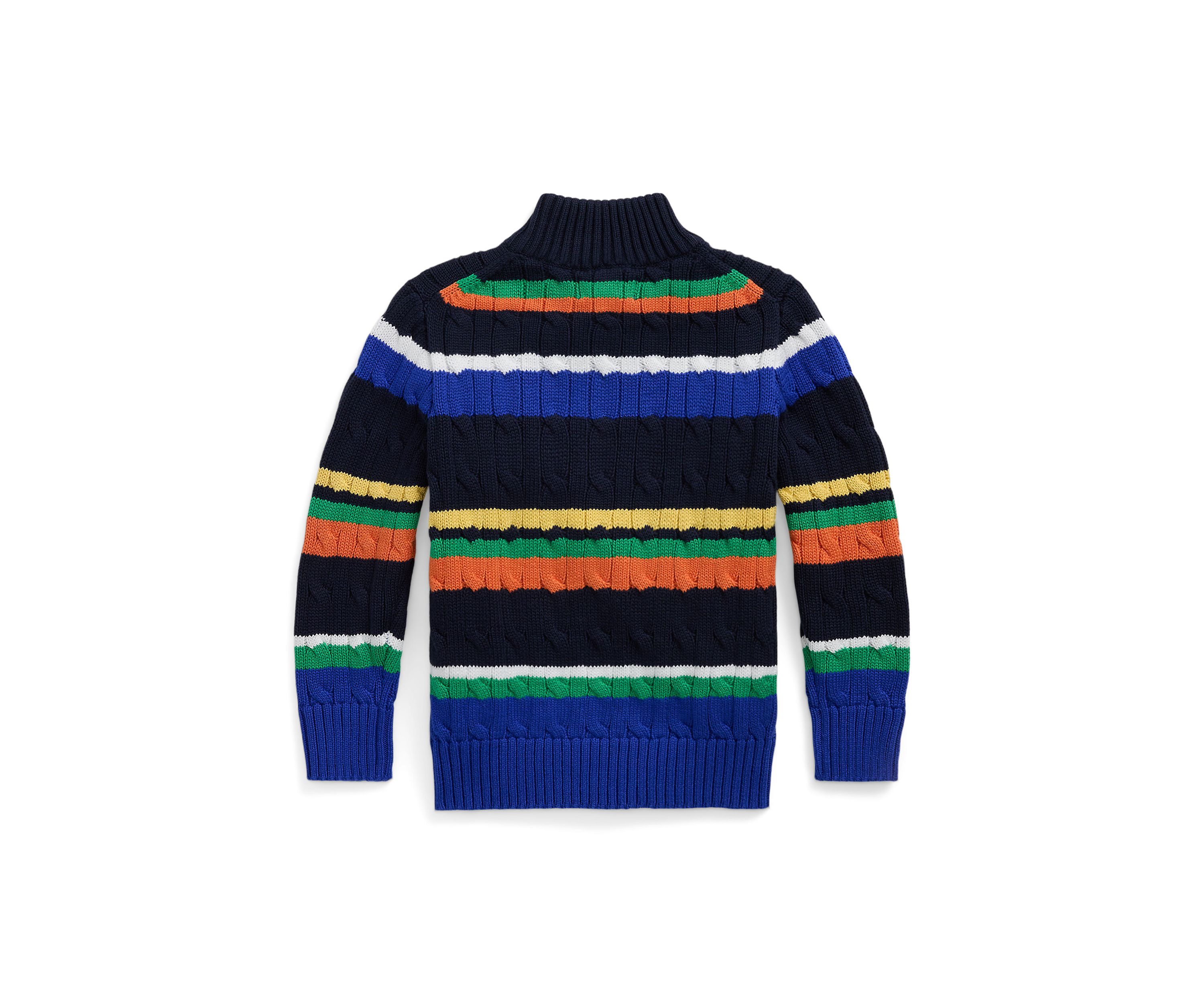 Boys 2-7 Striped Cotton 1/4 Zip Sweater