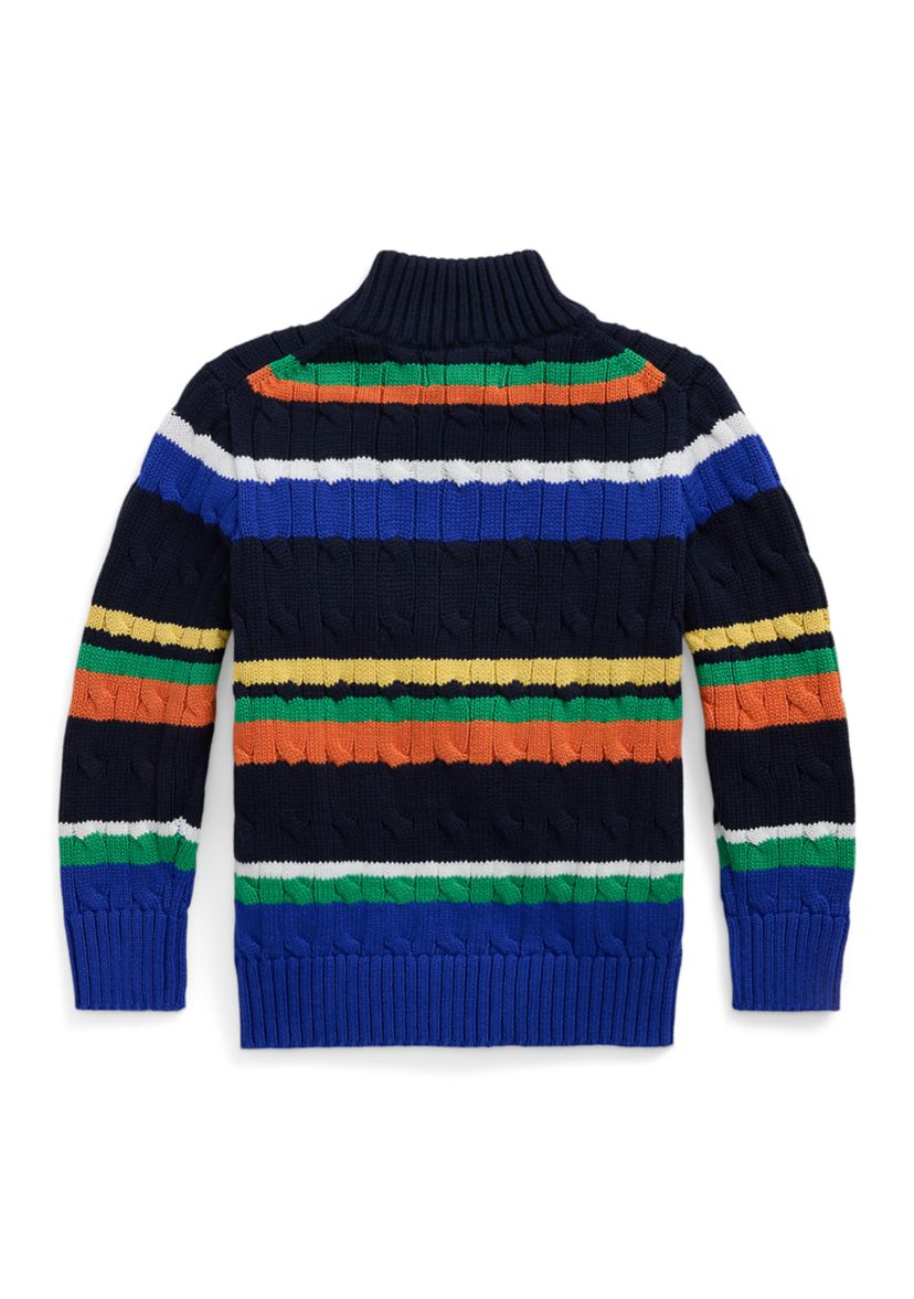 Boys 2-7 Striped Cotton 1/4 Zip Sweater