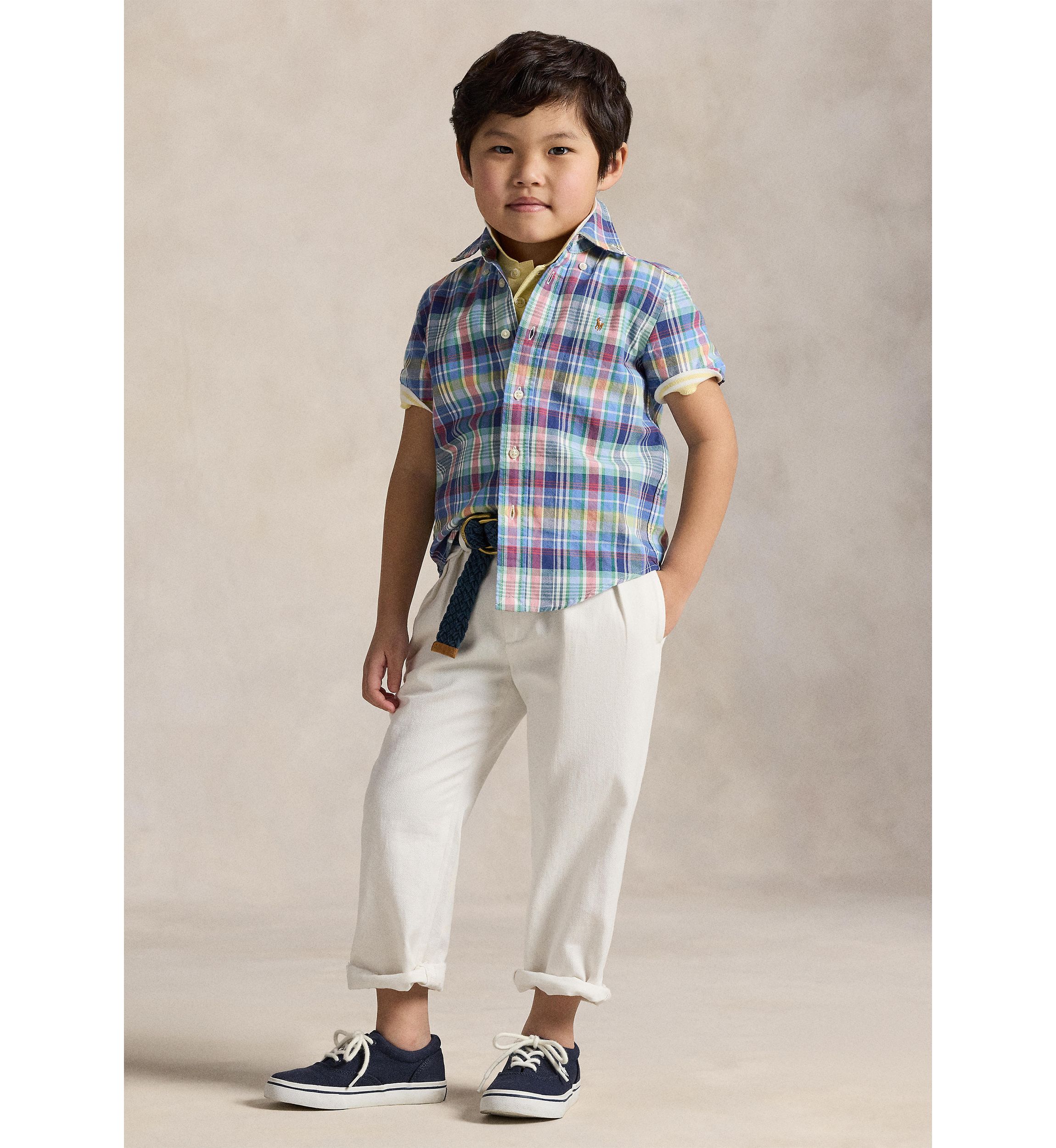 Boys 2-7 Plaid Cotton Oxford Short Sleeve Shirt