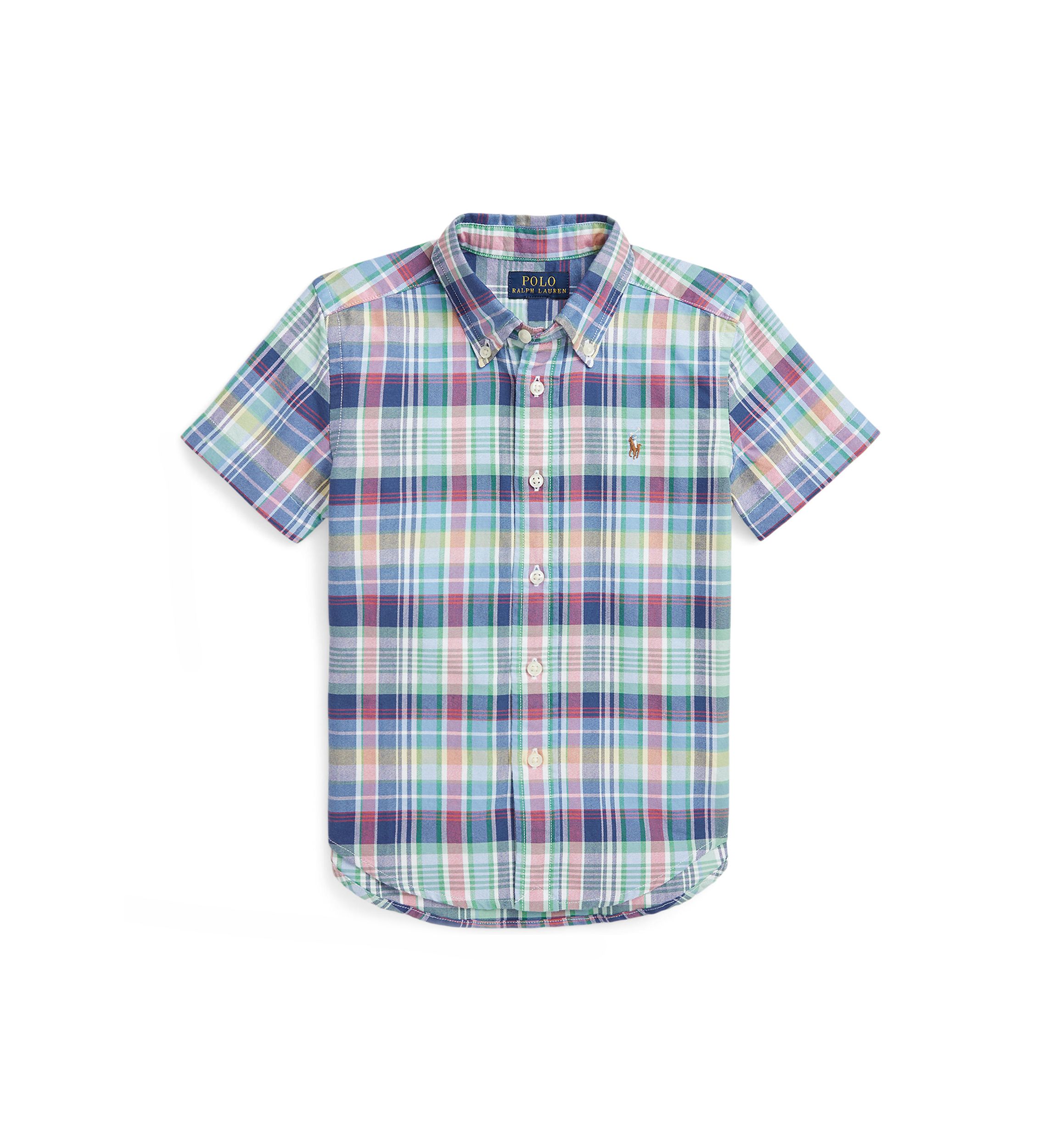 Boys 2-7 Plaid Cotton Oxford Short Sleeve Shirt
