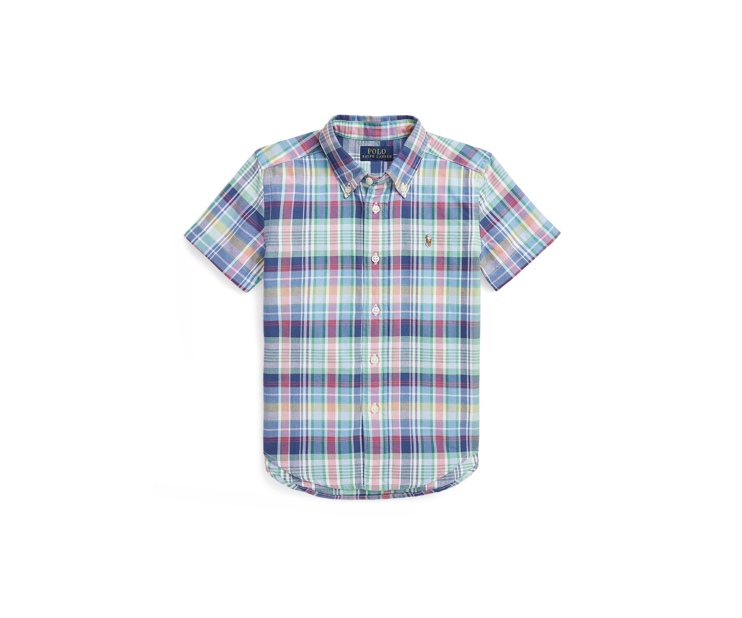 Boys 2-7 Plaid Cotton Oxford Short Sleeve Shirt