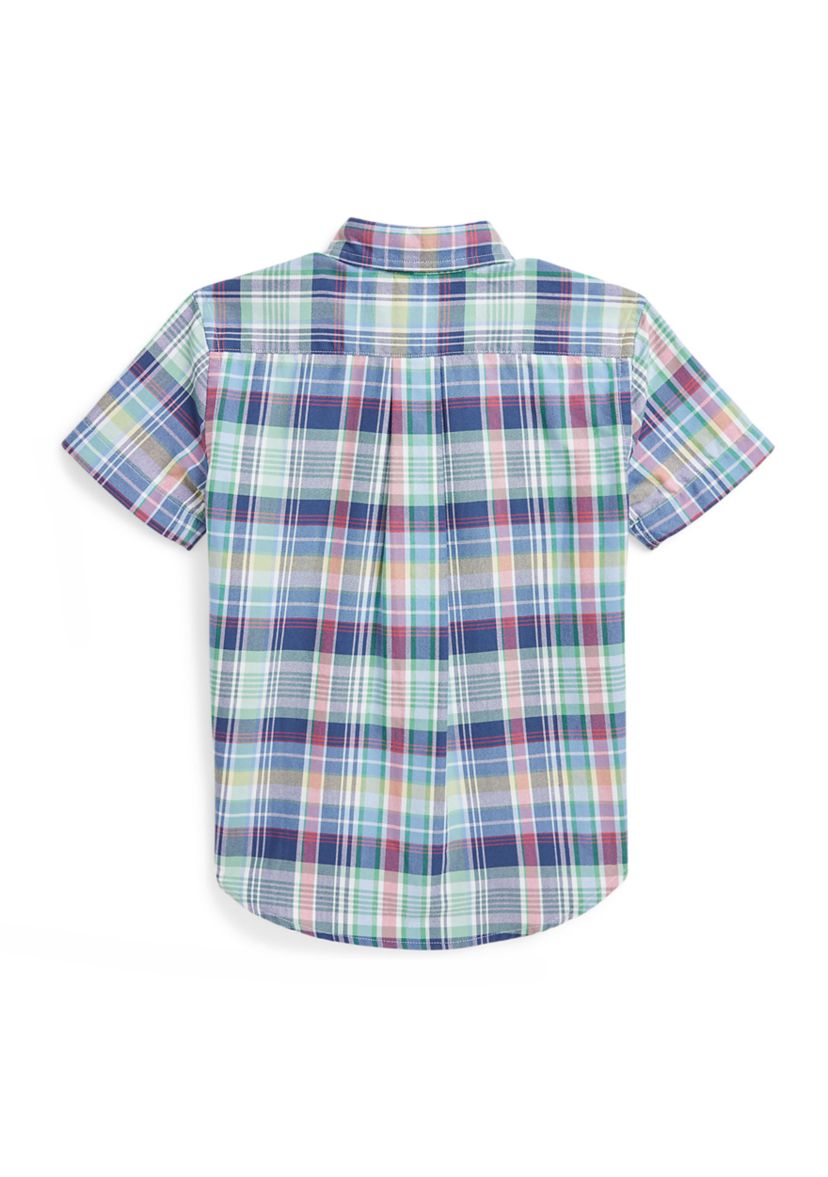 Boys 2-7 Plaid Cotton Oxford Short Sleeve Shirt