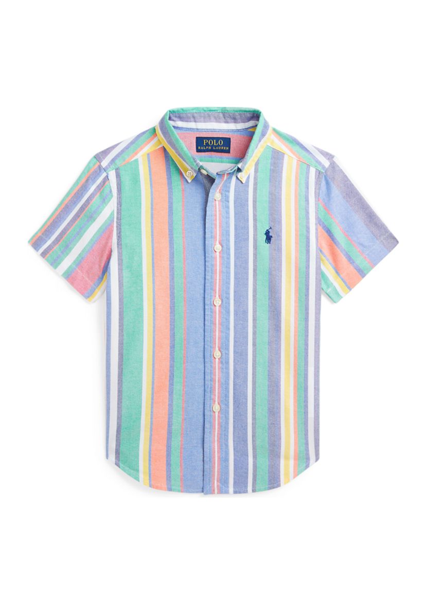 Boys 2-7 Striped Cotton Oxford Short-Sleeve Shirt