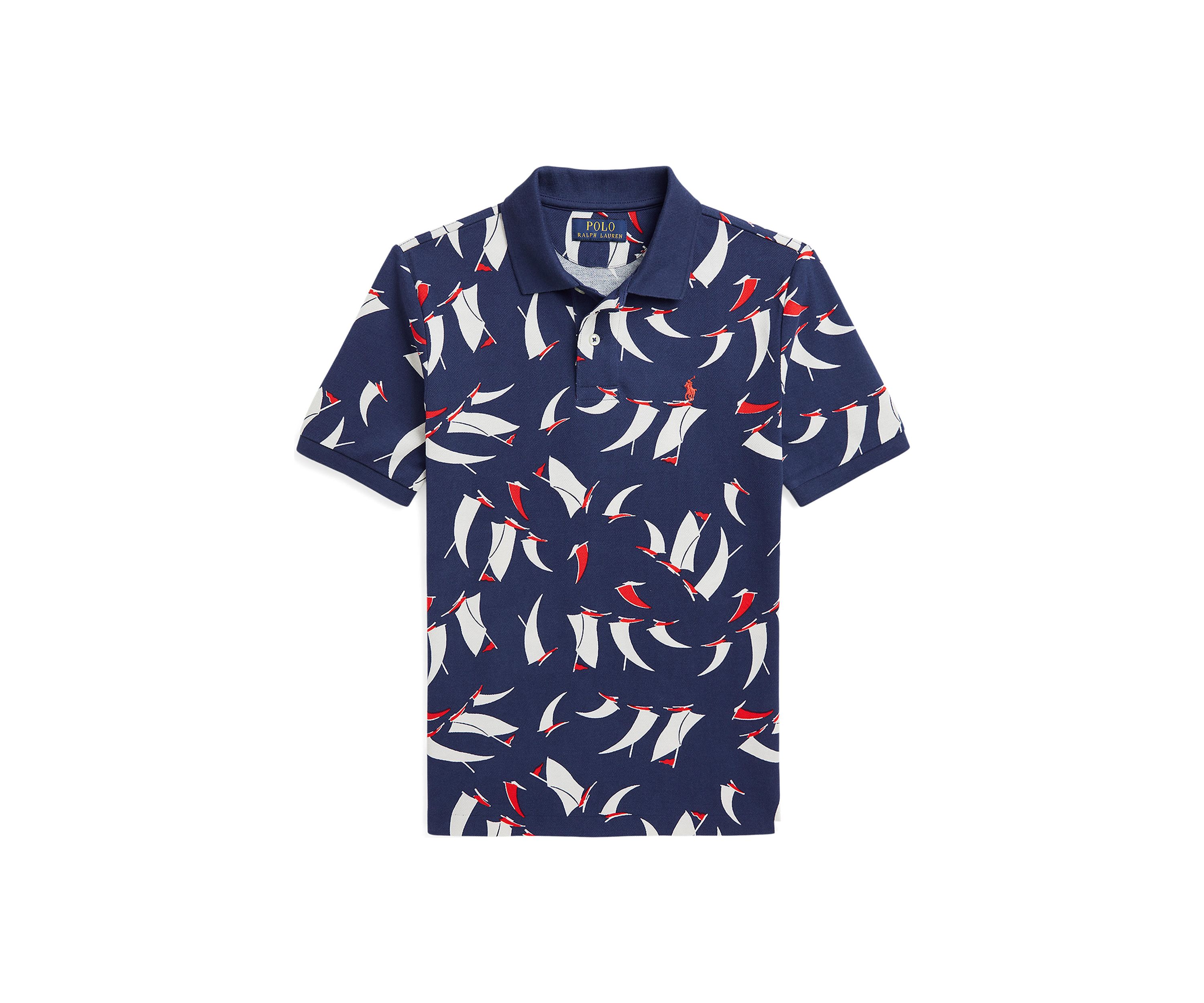 Boys 8-20 Sailboat-Print Cotton Mesh Polo Shirt