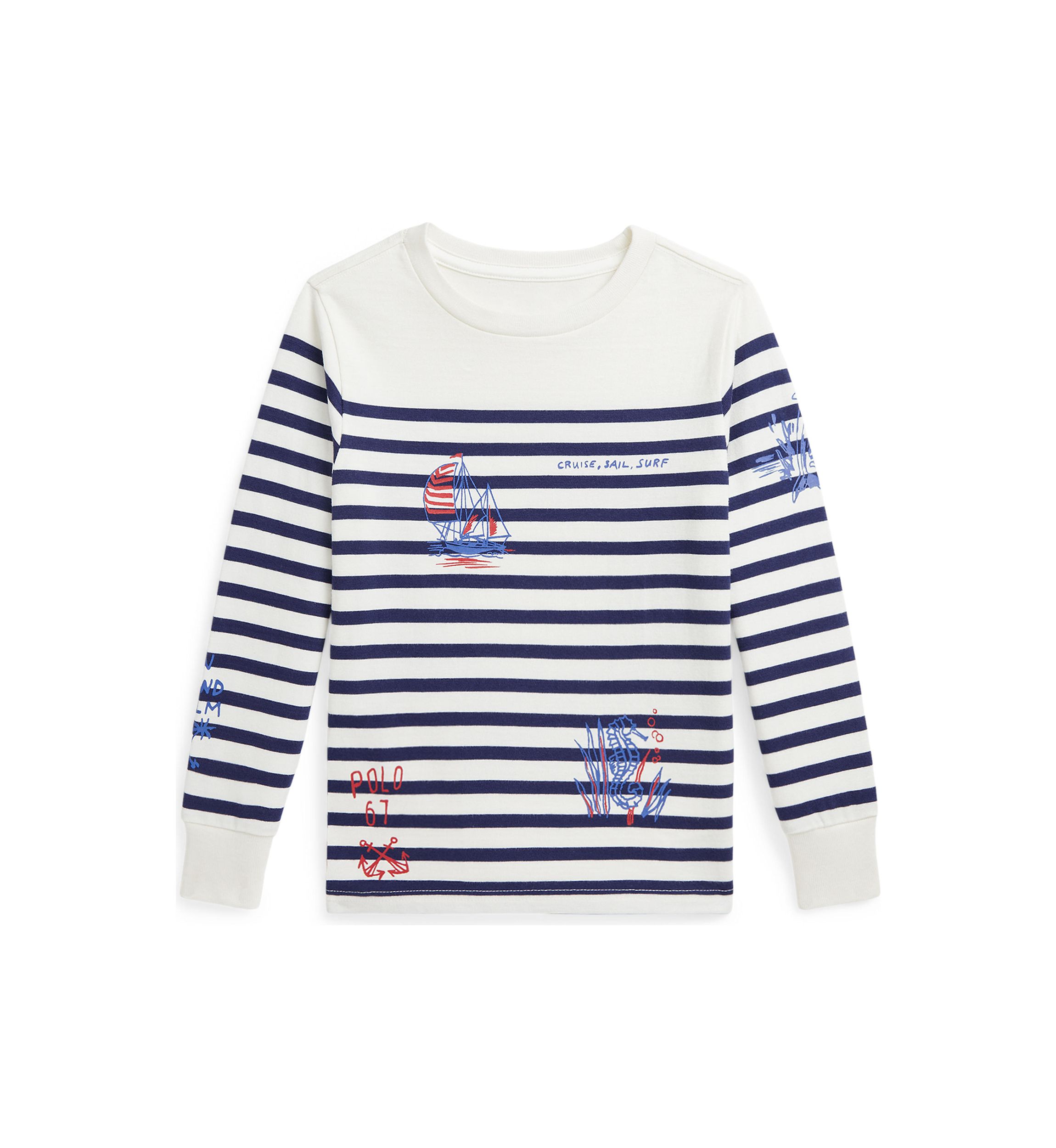 Boys 2-7 Striped Cotton Graphic Long-Sleeve T-Shirt