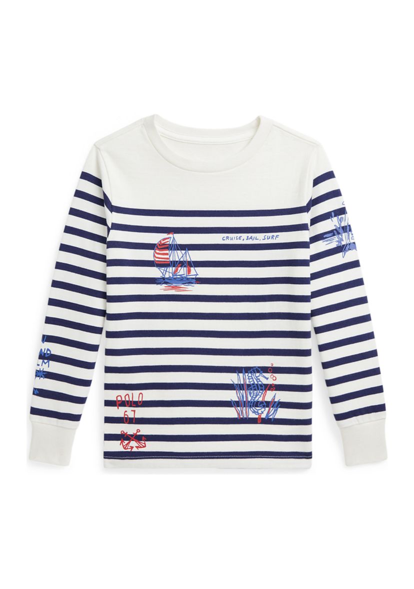 Boys 2-7 Striped Cotton Graphic Long-Sleeve T-Shirt