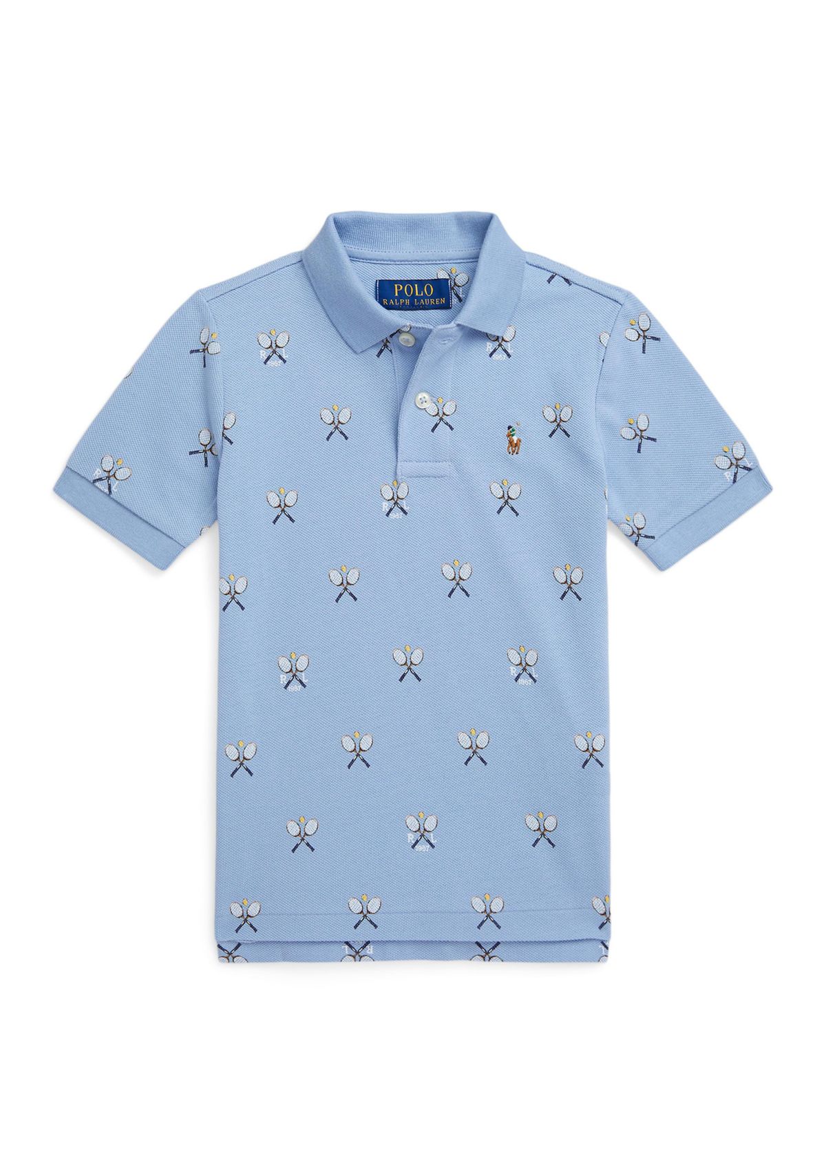 Boys 2-7 Tennis-Print Cotton Mesh Polo Shirt