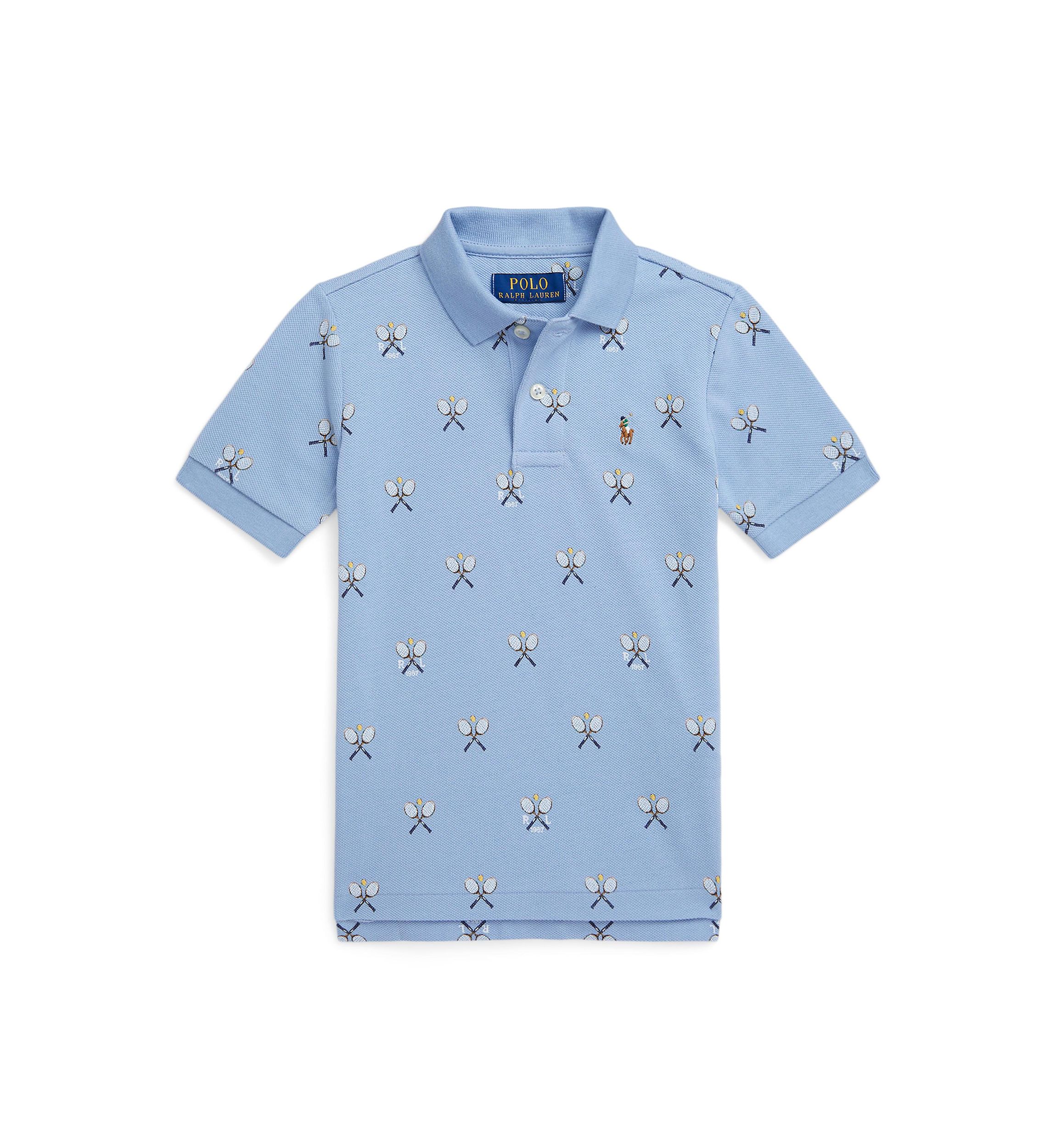 Boys 2-7 Tennis-Print Cotton Mesh Polo Shirt