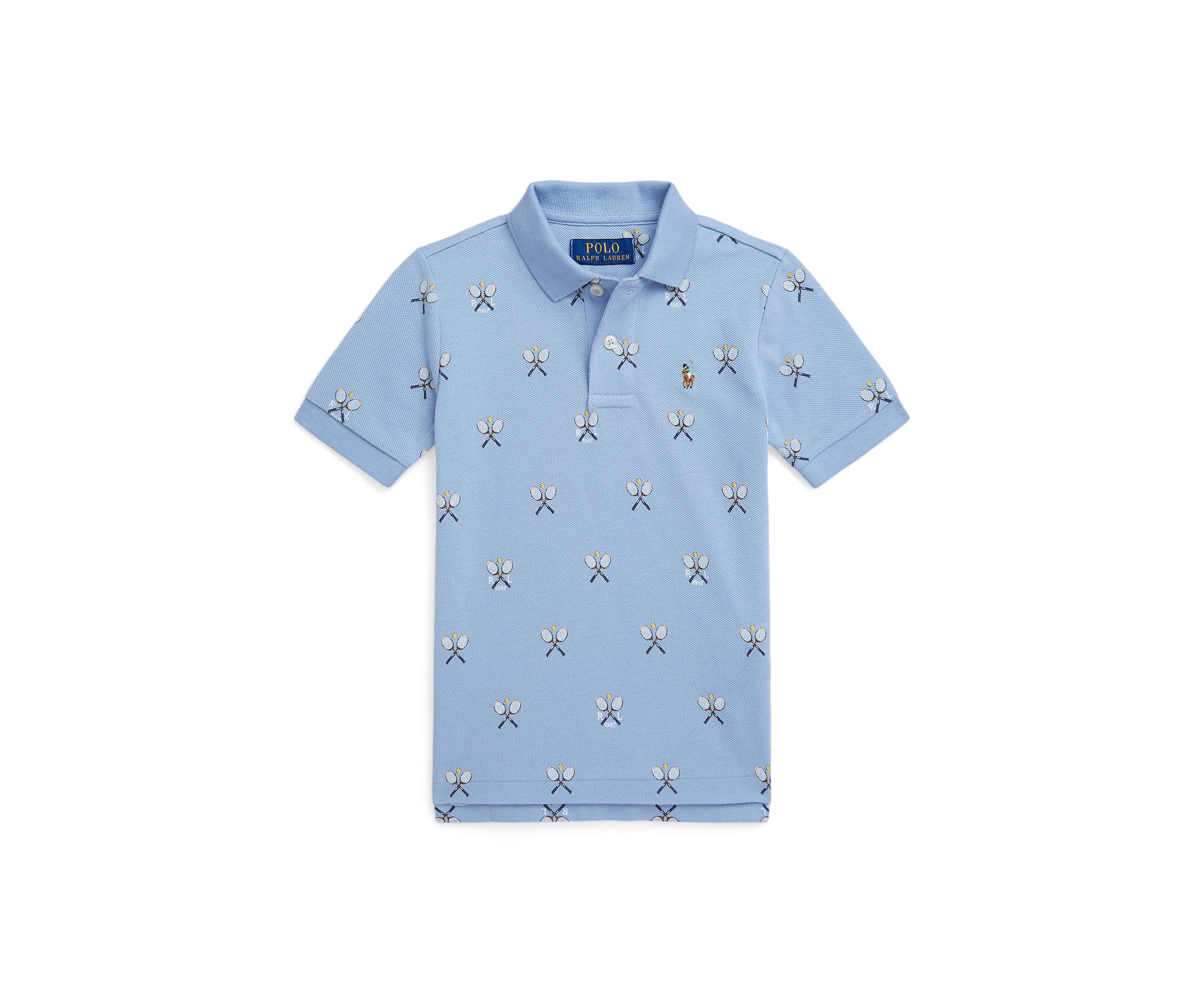 Boys 2-7 Tennis-Print Cotton Mesh Polo Shirt
