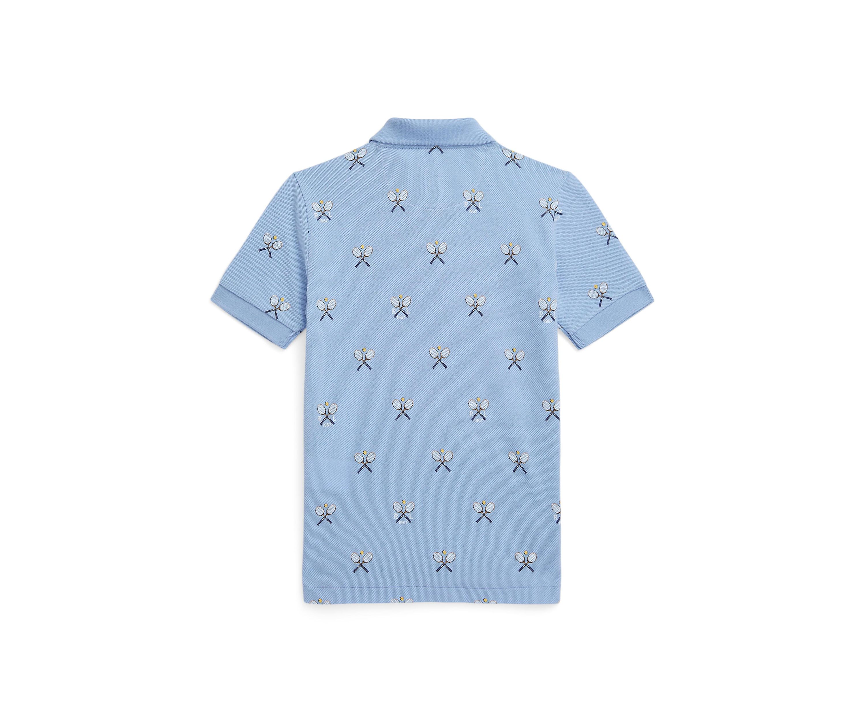 Boys 2-7 Tennis-Print Cotton Mesh Polo Shirt