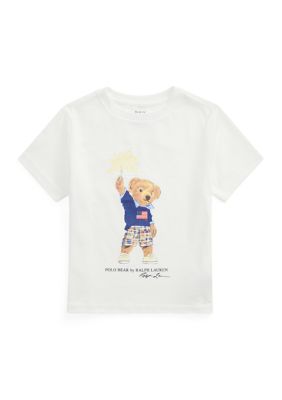 Ralph Lauren Childrenswear Boys 2-7 Polo Bear Cotton Jersey Tee, White, 6