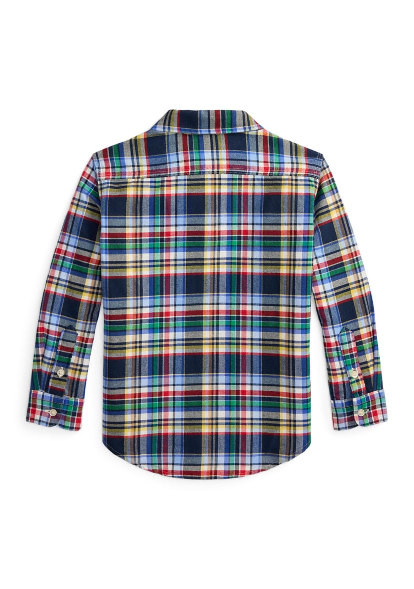 Boys 2-7 Plaid Brushed Cotton Oxford Work shirt