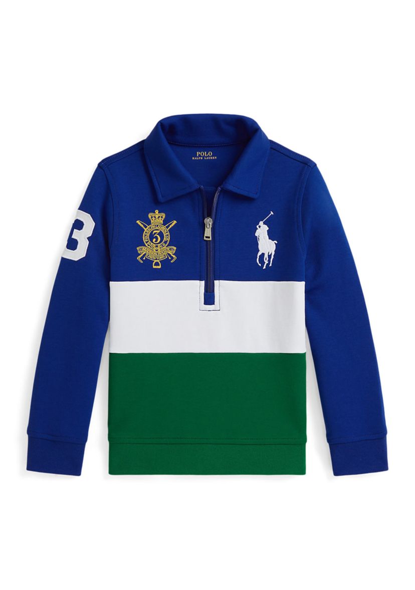 Boys 2-7 Big Pony Double Knit Collared Sweatshirt