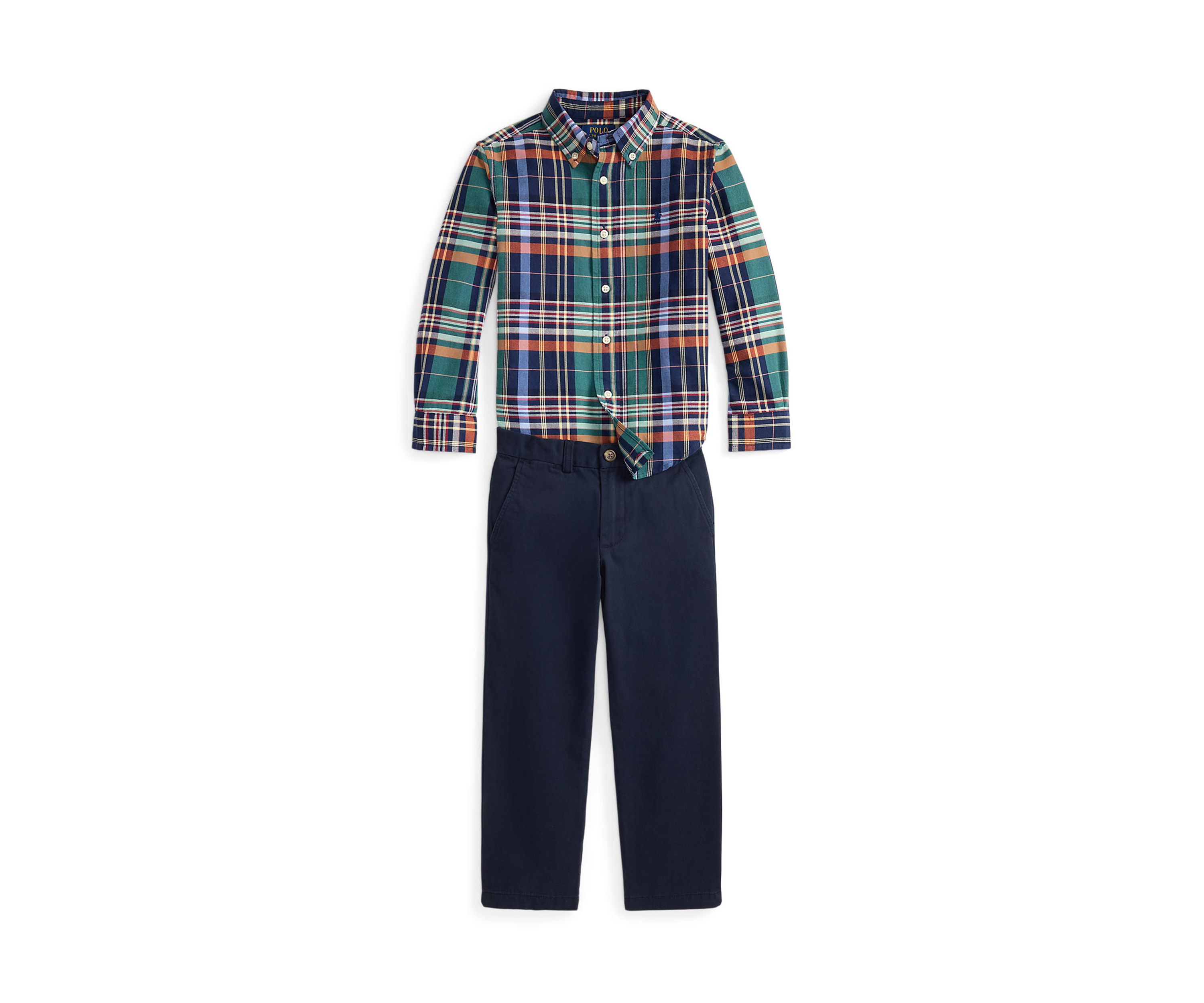 Boys 2-7 Plaid Cotton Shirt & Chino Pant Set