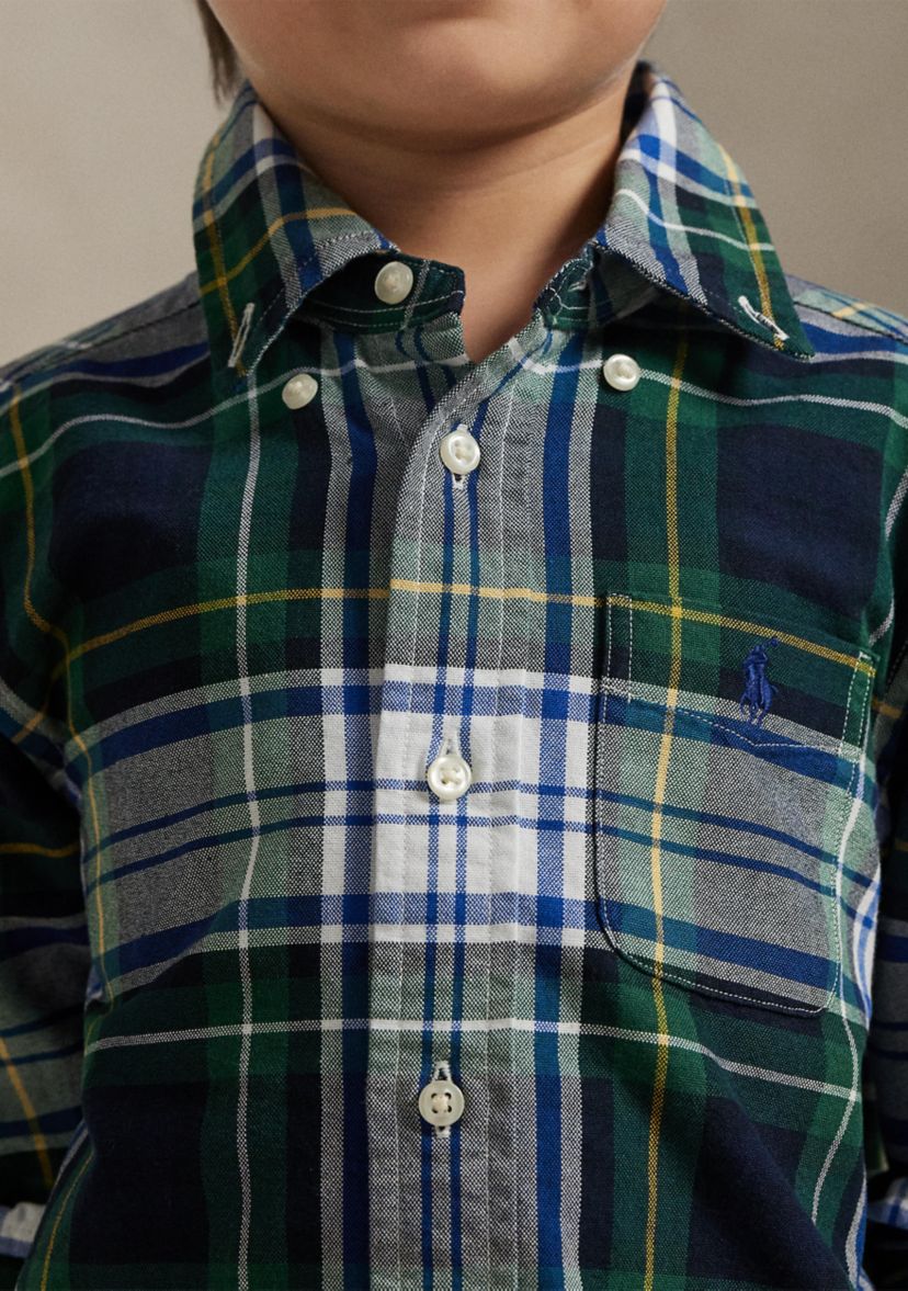Boys 4-7 Plaid Cotton Oxford Shirt