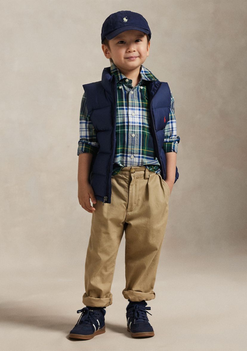 Boys 4-7 Plaid Cotton Oxford Shirt