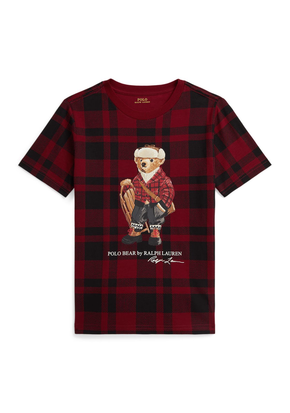Boys 2-7 Plaid Polo Bear Cotton Tee