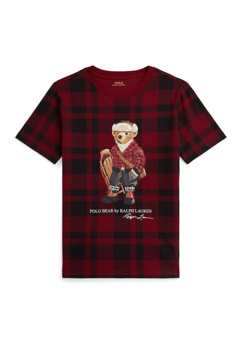Boys 2-7 Plaid Polo Bear Cotton Tee
