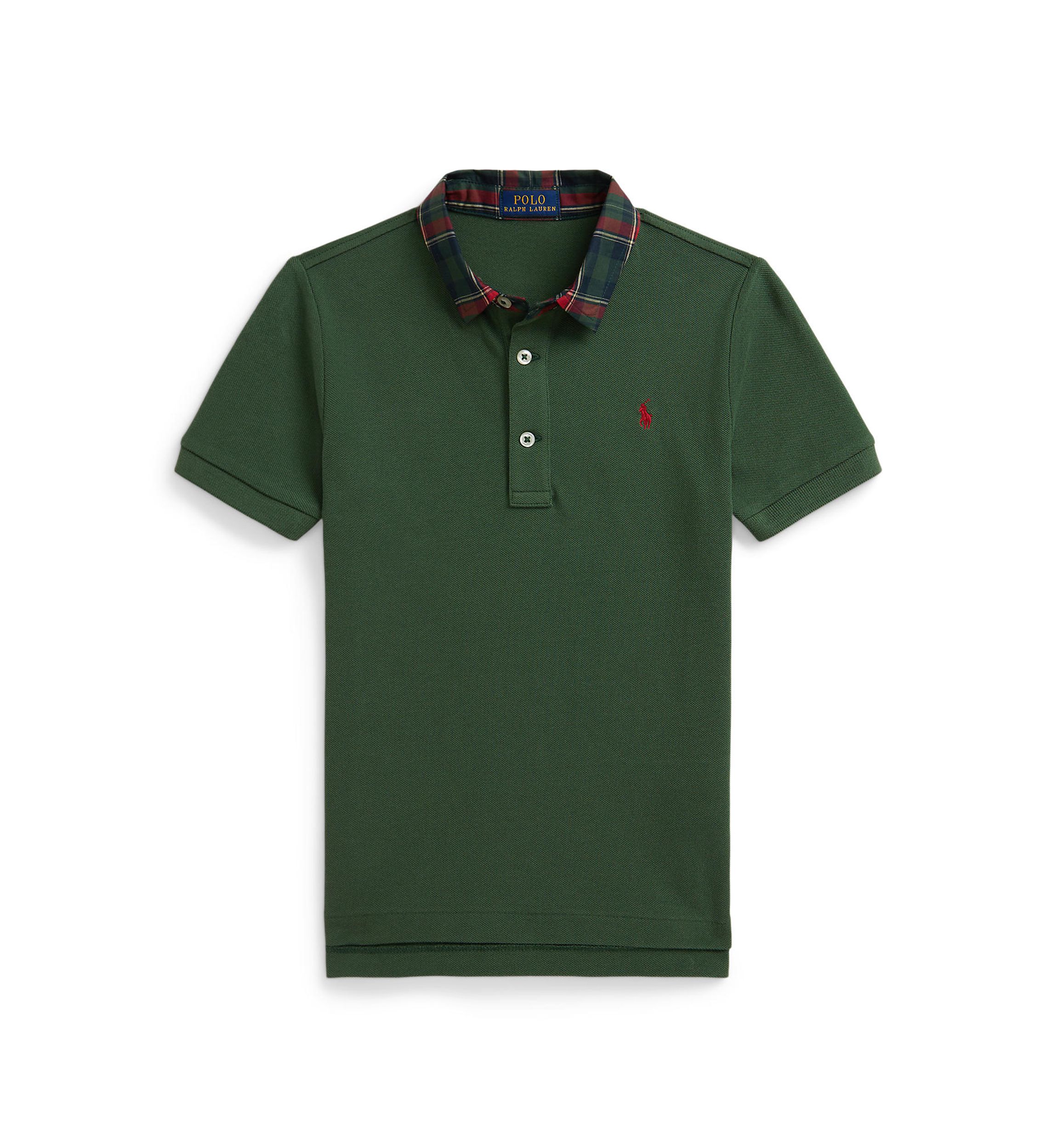 Boys 2-7 Plaid-Collar Mesh Polo Shirt