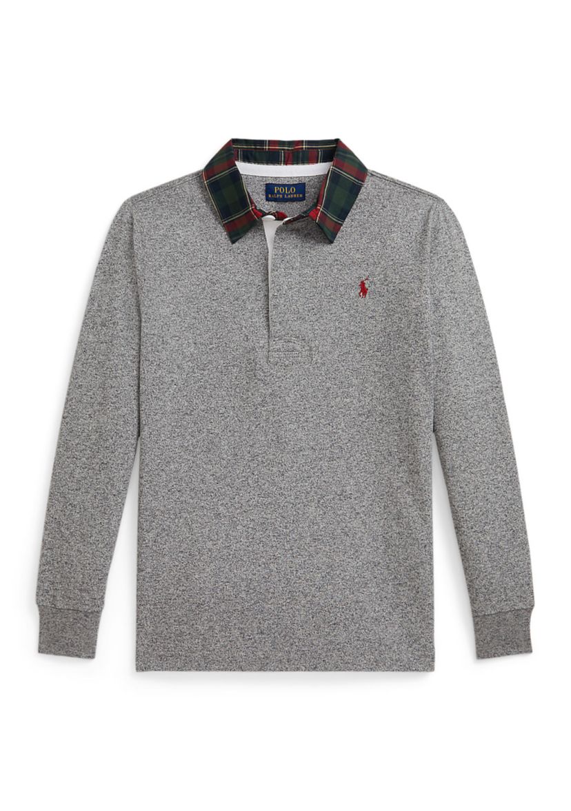 Boys 2-7 Plaid-Collar Cotton Jersey Rugby Shirt