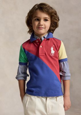 Ralph Lauren Childrenswear Boys 2-7 Big Pony Cotton Mesh Polo Shirt, Red, 3