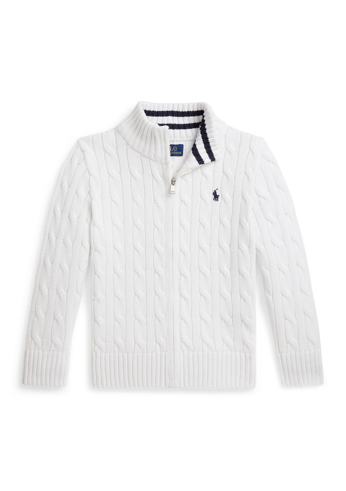 Boys 2-7 Cable-Knit Cotton Full-Zip Sweater