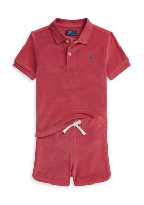 Ralph Lauren Childrenswear Boys 2-7 Terry Polo Shirt & Shorts Set, Red