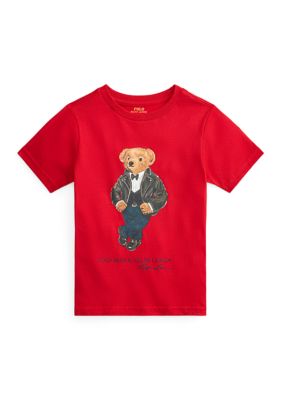Ralph Lauren Childrenswear Boys 2-7 Polo Bear Cotton Jersey Tee, Red