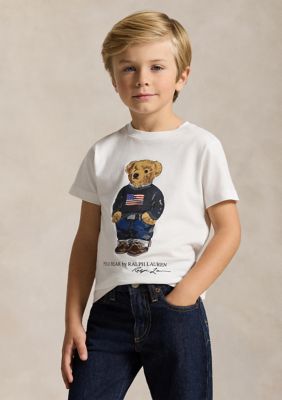 Ralph Lauren Childrenswear Boys 4-7 Polo Bear Cotton Jersey Tee, White